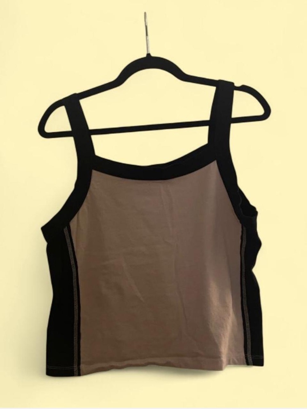 Pilcro Two-Tone Square Neck Tank Top in Taupe and Black